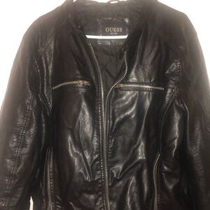 Guess Faux Leather Bomber Jacket - size XL